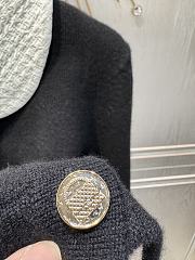 Colestore Chanel Black Knit Cardigan with Quilted White Collar - 4