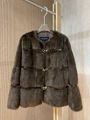 Colestore Louis Vuitton Brown Fur Jacket with Gold-Tone Clasp Detailing - 1