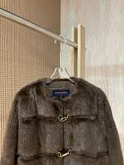 Colestore Louis Vuitton Brown Fur Jacket with Gold-Tone Clasp Detailing - 5