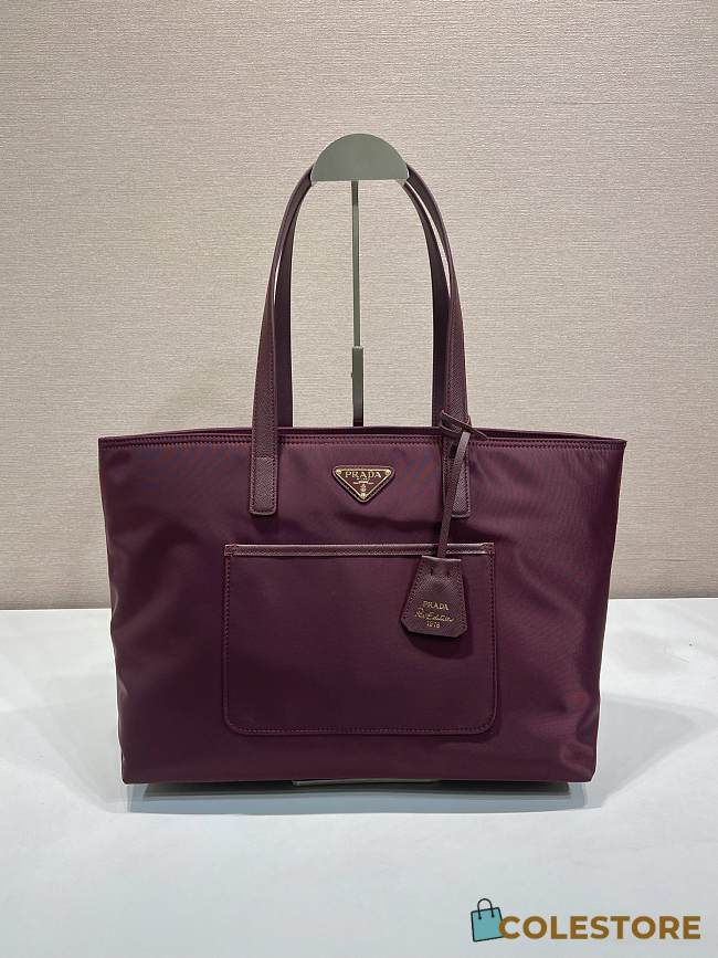 Colestore Prada Re-Edition 1978 medium Re-Nylon and Saffiano leather tote bag Burgundy 35x26x15cm - 1