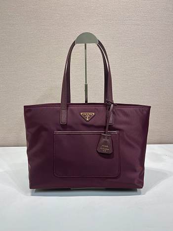 Colestore Prada Re-Edition 1978 medium Re-Nylon and Saffiano leather tote bag Burgundy 35x26x15cm