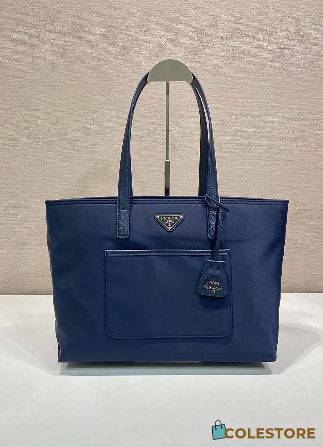 Colestore Prada Re-Edition 1978 medium Re-Nylon and Saffiano leather tote bag Baltic Blue 35x26x15cm - 1
