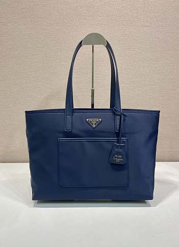 Colestore Prada Re-Edition 1978 medium Re-Nylon and Saffiano leather tote bag Baltic Blue 35x26x15cm