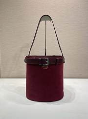 Colestore Prada Burgundy Prada Buckle belted suede bucket bag 26.5x29x18cm - 1