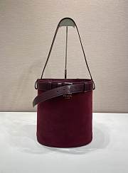 Colestore Prada Burgundy Prada Buckle belted suede bucket bag 26.5x29x18cm - 5
