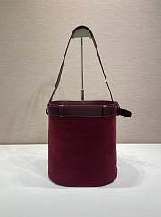 Colestore Prada Burgundy Prada Buckle belted suede bucket bag 26.5x29x18cm - 6