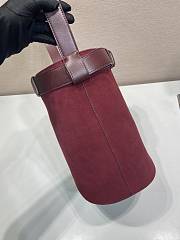 Colestore Prada Burgundy Prada Buckle belted suede bucket bag 26.5x29x18cm - 3