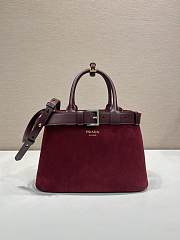 Colestore Prada Buckle medium suede bag with belt Burgundy 32x23x11cm - 1
