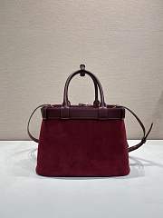 Colestore Prada Buckle medium suede bag with belt Burgundy 32x23x11cm - 5