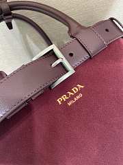 Colestore Prada Buckle medium suede bag with belt Burgundy 32x23x11cm - 4