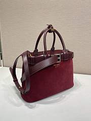 Colestore Prada Buckle medium suede bag with belt Burgundy 32x23x11cm - 6