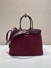 Colestore Prada Buckle large suede bag with belt Burgundy 37.5x27.5x14cm - 1