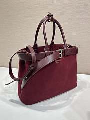 Colestore Prada Buckle large suede bag with belt Burgundy 37.5x27.5x14cm - 5