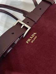 Colestore Prada Buckle large suede bag with belt Burgundy 37.5x27.5x14cm - 4