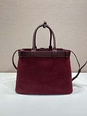 Colestore Prada Buckle large suede bag with belt Burgundy 37.5x27.5x14cm - 2