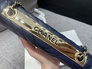 Colestore Chanel Navy Blue Calfskin Chevron Trendy CC Wallet On Chain (WOC) 19cm - 6