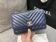 Colestore Chanel Navy Blue Calfskin Chevron Trendy CC Wallet On Chain (WOC) 19cm - 3