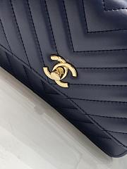 Colestore Chanel Navy Blue Calfskin Chevron Trendy CC Wallet On Chain (WOC) 19cm - 2