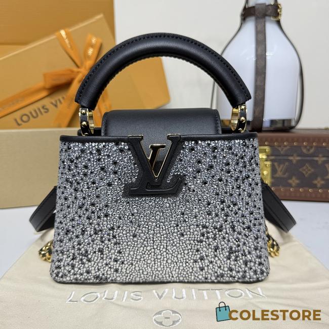 Colestore Louis Vuitton Capucines Mini Silver Crystals on Textile 21x8x13.6cm - 1