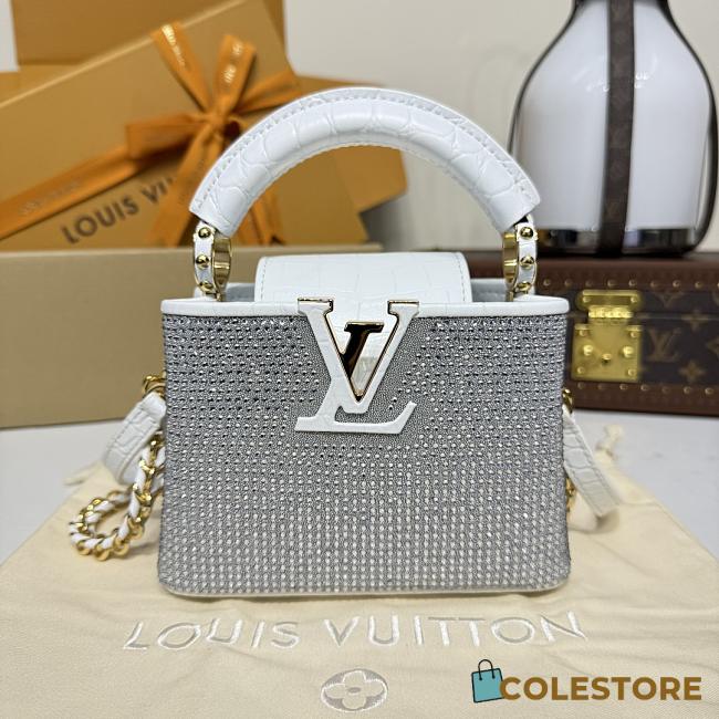 Colestore Louis Vuitton Capucines Nano Crystal-Embellished Finish and Crocodile-Pattern Leather Handle 16.3x6.5x11cm - 1