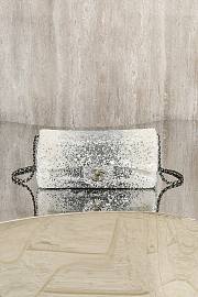 Colestore Chanel Silver White Sequins CC Flap Shoulder Bag 24x12x4cm - 1