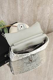 Colestore Chanel Silver White Sequins CC Flap Shoulder Bag 24x12x4cm - 6