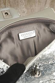 Colestore Chanel Silver White Sequins CC Flap Shoulder Bag 24x12x4cm - 5