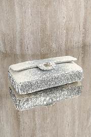 Colestore Chanel Silver White Sequins CC Flap Shoulder Bag 24x12x4cm - 4