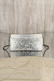 Colestore Chanel Silver White Sequins CC Flap Shoulder Bag 24x12x4cm - 3