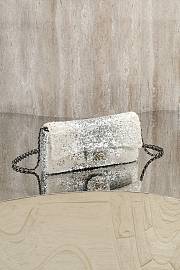 Colestore Chanel Silver White Sequins CC Flap Shoulder Bag 24x12x4cm - 2