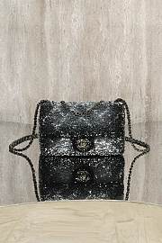 Colestore Chanel Flap bag  Quilted Gradient Sequins & Ruthenium-Finish Metal Silver & Black 21x8x14cm - 1
