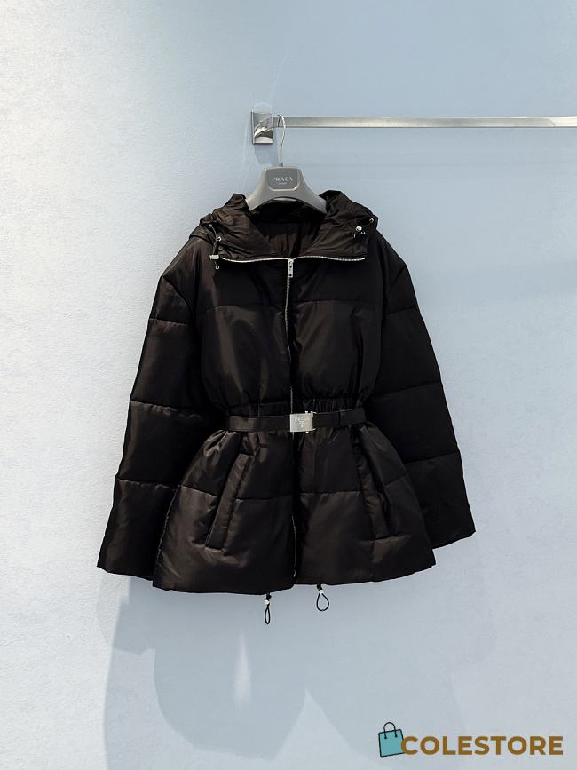 Colestore Prada Black Re-Nylon Hooded Down Jacket  - 1