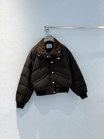 Colestore Prada Black Cropped Compact Poplin Down Jacket 