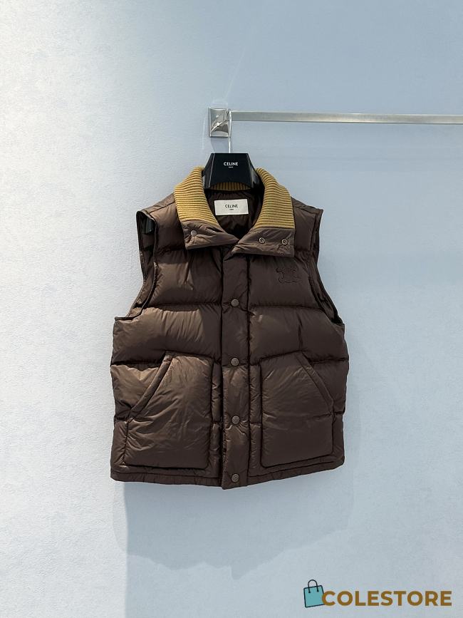 Colestore Celine Sleeveless Puffer Jacket In Light Nylon Brown  - 1