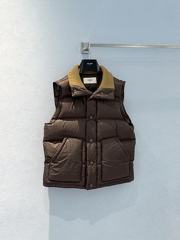 Colestore Celine Sleeveless Puffer Jacket In Light Nylon Brown 