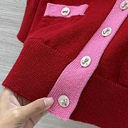 Colestore Chanel Red & Pink Contrast Trim Knit Cardigan - 6