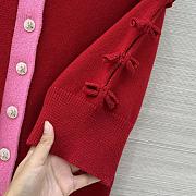 Colestore Chanel Red & Pink Contrast Trim Knit Cardigan - 5