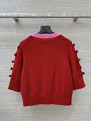 Colestore Chanel Red & Pink Contrast Trim Knit Cardigan - 4