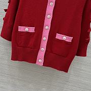 Colestore Chanel Red & Pink Contrast Trim Knit Cardigan - 2