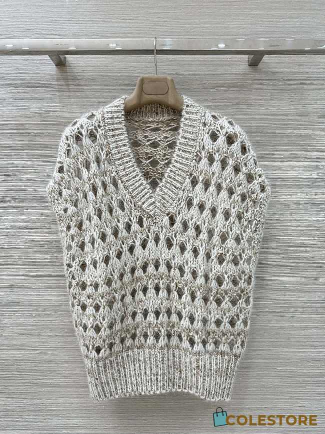 Colestore Brunello Cucinelli open-knit Sleeveless Top Neutral - 1