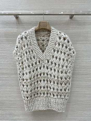 Colestore Brunello Cucinelli open-knit Sleeveless Top Neutral