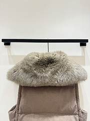 Colestore Yves Salomon Flannel Down Gilet with Fox Fur Collar Brown - 4