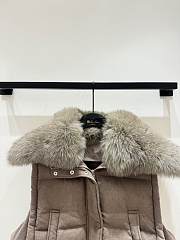 Colestore Yves Salomon Flannel Down Gilet with Fox Fur Collar Brown - 3