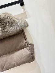 Colestore Yves Salomon Flannel Down Gilet with Fox Fur Collar Brown - 6