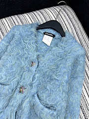 Colestore Chanel Blue Alpaca Wool V-Neck Jacket - 5