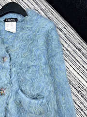 Colestore Chanel Blue Alpaca Wool V-Neck Jacket - 4