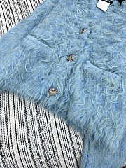 Colestore Chanel Blue Alpaca Wool V-Neck Jacket - 3