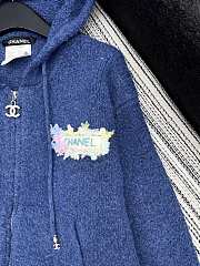 Colestore Chanel Blue Wool Hooded Zip Cardigan - 5