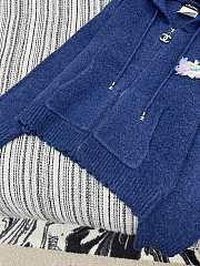 Colestore Chanel Blue Wool Hooded Zip Cardigan - 4