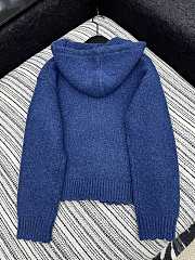 Colestore Chanel Blue Wool Hooded Zip Cardigan - 2